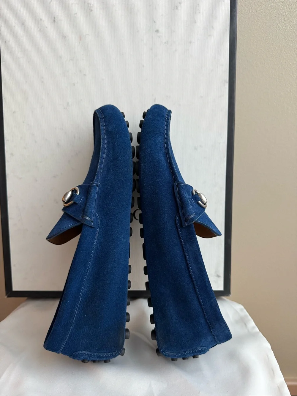 NWT Gucci Men’s Horsebit Loafers in Royal Blue, Suede, size 7 (US Men’s 7.5)
